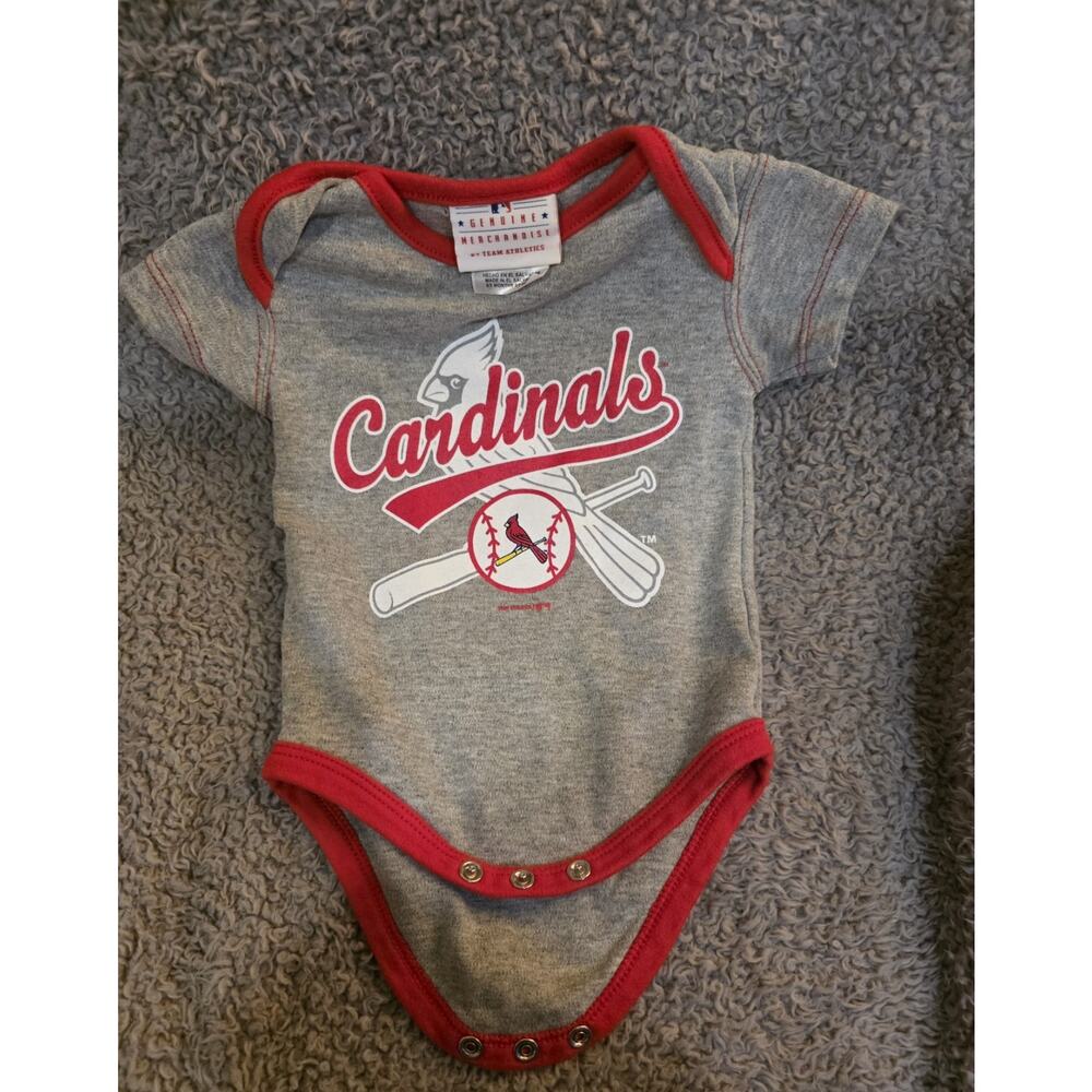 Newborn St. Louis Cardinals Red/White/Gray Change Up One-piece Romper 0-3 Mos.